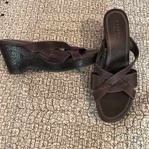 Women's brown wedge sandals